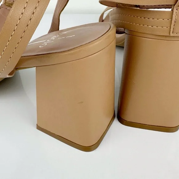 Linea Paolo Women's Emmie Ankle Strap Heeled Sandals Tan Size 9.5 - Picture 9 of 13